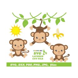 instant download. personal and commercial use is included! cute sitting girl monkey svg, dxf cut files and clip art. m_10.