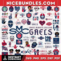 64 files saint-marys-gaels team bundle svg, saint-marys-gaels svg, n-c-a-a teams svg, n-c-a-a svg, png, dxf, eps, instan