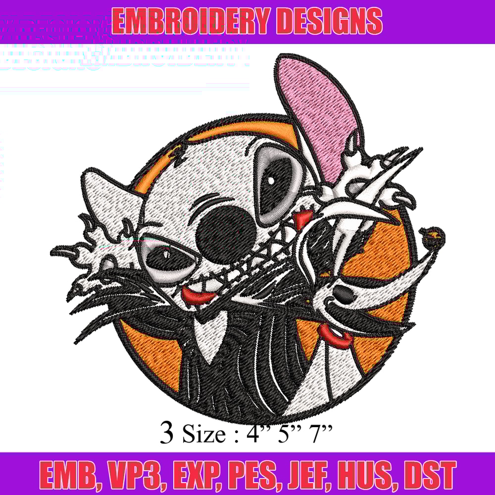 Stitch Jack Skellington Embroidery design, Halloween Embroidery, Embroidery File, cartoon design, Digital download..jpg
