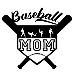 Baseball Svg, Baseball Mom Svg, Baseball Monogram Svg, Crossed Baseball Bats. Vector Cut file for Cricut