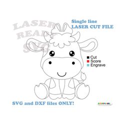 nstant download. cute sitting cow single line svg cut file for laser. c_16.