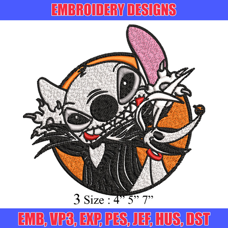 Stitch Jack Skellington Embroidery design,  Halloween Embroidery, Embroidery File, cartoon design, Digital download..jpg