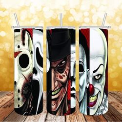 horror movie icons tumbler png, 3d tumbler wrap, straight design 20oz/ 30oz skinny tumbler png, instant download