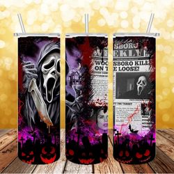 scream ghostface insulated tumbler png, 3d tumbler wrap, straight design 20oz/ 30oz skinny tumbler png, instant download