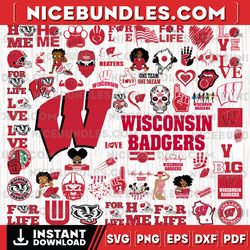 67 files wisconsin-badgers team bundle svg, wisconsin-badgerssvg, n-c-a-a teams svg, n-c-a-a svg, png, dxf, eps, instant