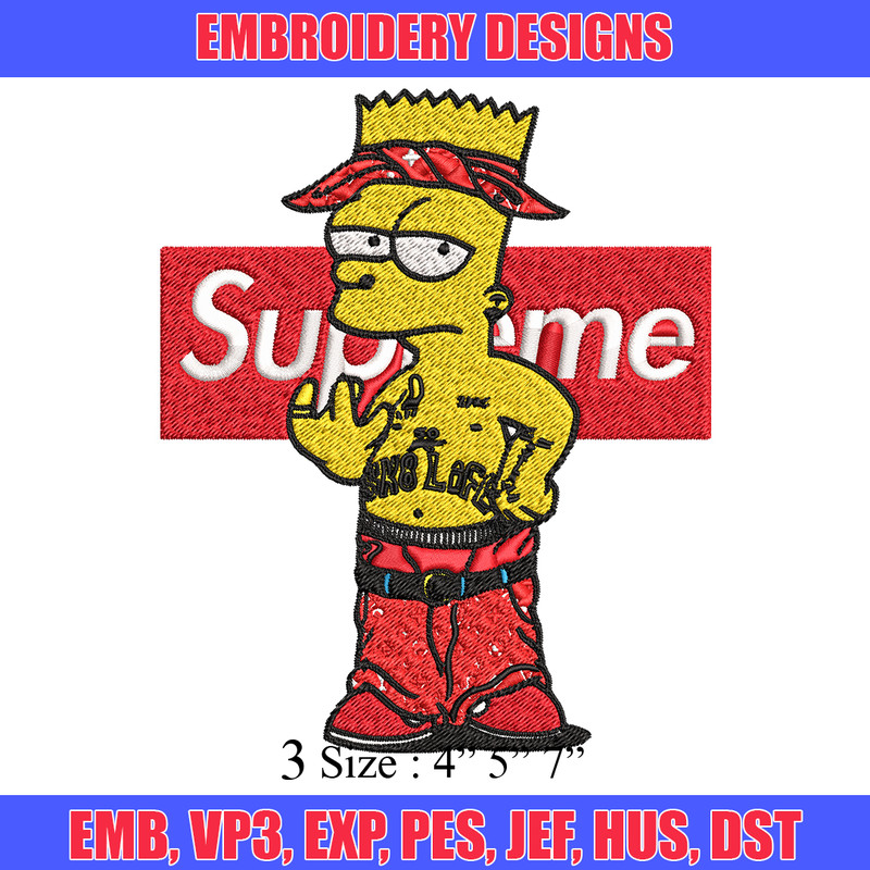 Supreme Simpson Embroidery design, Simpson Embroidery, cartoon design, Embroidery File, cartoon shirt, Digital download..jpg