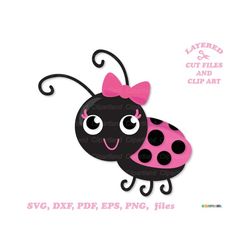 instant download. cute girly ladybug svg cut file and clip art. personal and commercial use. l_1.
