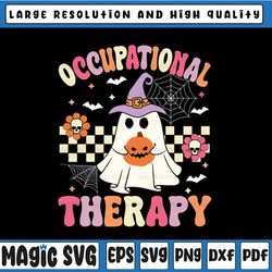OT Occupational Therapy Halloween Svg, Retro Ghost OT Halloween Svg, Happy Halloween Png, Digital Download