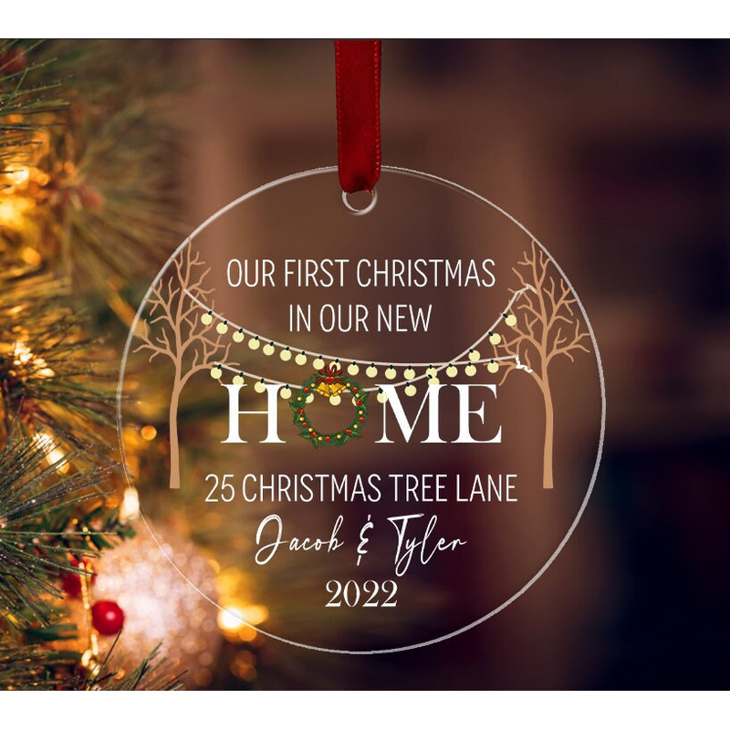 Custom First Home Ornament 2022, Our First Christmas in New Home Ornament, Family Ornament, Christmas Keepsake, Christmas Tree Ornament - 1.jpg