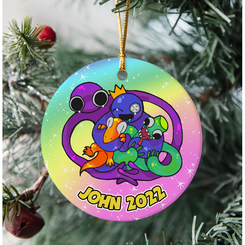 Custom Rainbow Friends Ornament, Rainbow Friends Christmas 2022 Ornament, Kids Ornament, Rainbow Family Gift, Colorful 2022 Ornament - 1.jpg