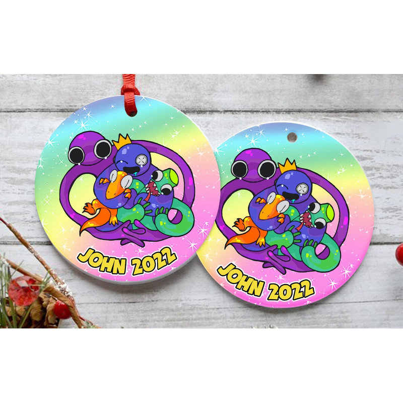 Custom Rainbow Friends Ornament, Rainbow Friends Christmas 2022 Ornament, Kids Ornament, Rainbow Family Gift, Colorful 2022 Ornament - 2.jpg