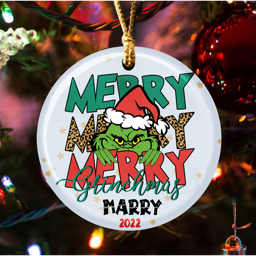 Merry Grinchmas Ornament, Merry Merry Grinchmas Ornament, Funny Grinch Christmas Holiday Ornament, Grinch Christmas Ornament, Christmas Orna - 1.jpg
