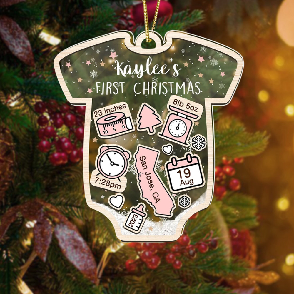 Personalized Baby's First Christmas Ornament 2023, Custom Shake Babies Ornament, Baby Shower Gift, 4D Custom New Baby Ornament - 1.jpg