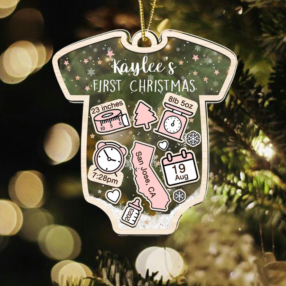 Personalized Baby's First Christmas Ornament 2023, Custom Shake Babies Ornament, Baby Shower Gift, 4D Custom New Baby Ornament - 3.jpg