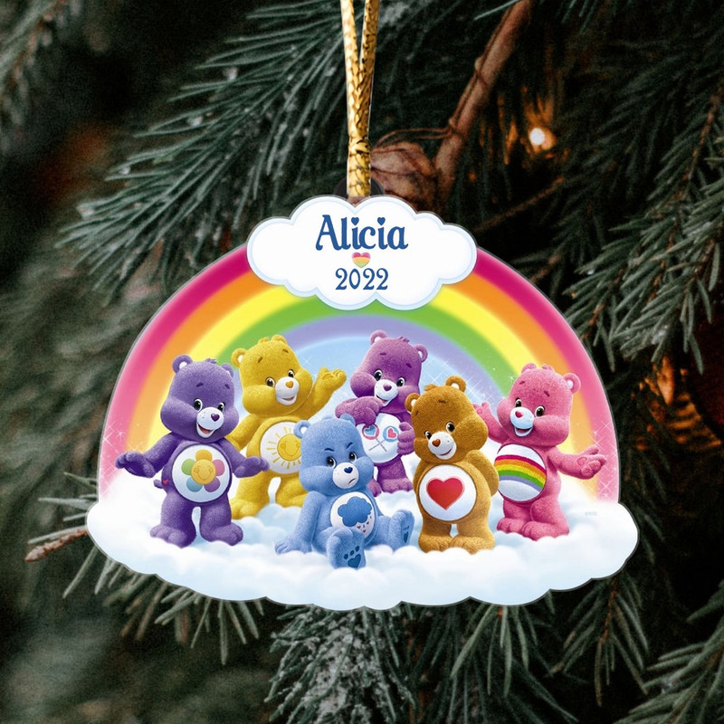 Personalized Care Bears Christmas 2022 Ornament, Custom Care Bears Characters Ornament, Baby Christmas Ornament, Custom Kids Ornament - 1.jpg