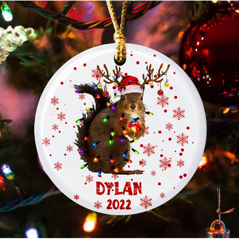 Personalized Christmas Squirrel Lights Ornament, Funny Christmas Ornament, Christmas Gift, Merry Christmas Ornament, Christmas Ornament - 1.jpg