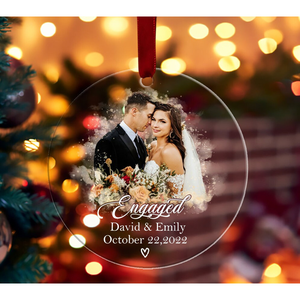 Personalized Engaged Christmas Ornament, Custom Text Photo Acrylic Ornament, Custom Name Engagement Gift, Married Ornament, Holiday Gift - 2.jpg