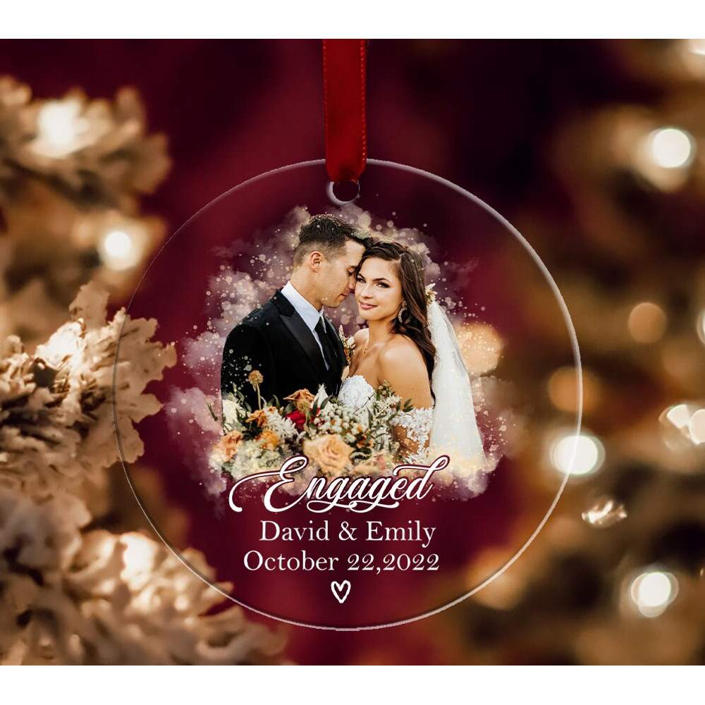 Personalized Engaged Christmas Ornament, Custom Text Photo Acrylic Ornament, Custom Name Engagement Gift, Married Ornament, Holiday Gift - 3.jpg