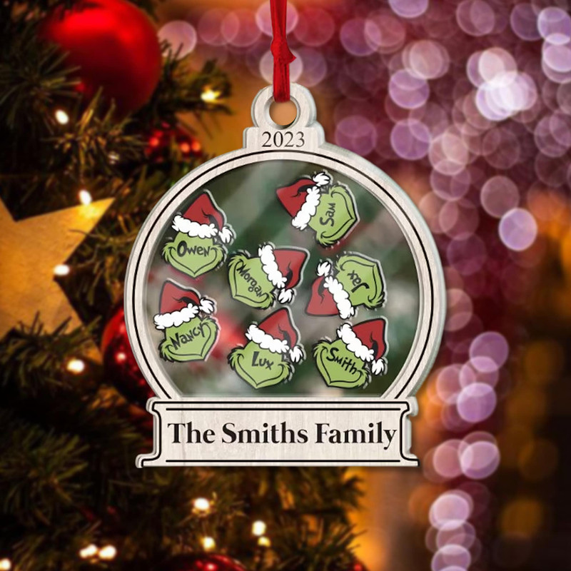 Personalized Family Ornament 2023, Custom Grinch Family Christmas Ornament, 4D Customized Grinch Ornament, Christmas Gifts - 1.jpg