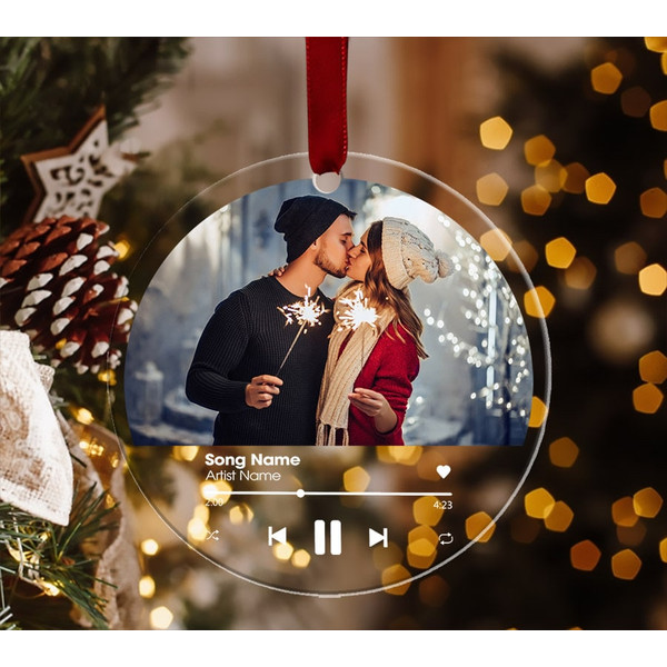 Personalized Favorite Song Acrylic Ornament, Couple Photo Christmas Ornament, Just Married Ornament, Custom Our First Christmas Ornament - 2.jpg