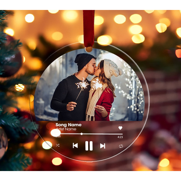 Personalized Favorite Song Acrylic Ornament, Couple Photo Christmas Ornament, Just Married Ornament, Custom Our First Christmas Ornament - 3.jpg