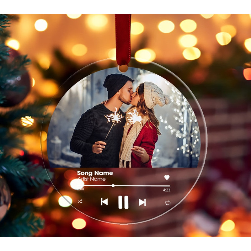 Personalized Favorite Song Acrylic Ornament, Couple Photo Christmas Ornament, Just Married Ornament, Custom Our First Christmas Ornament - 3.jpg