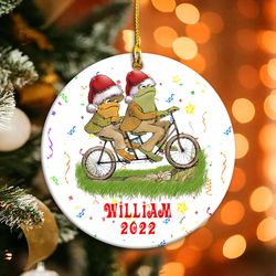 personalized frog and toad christmas ornament, cute frog ornament, frog and toad custom ornament