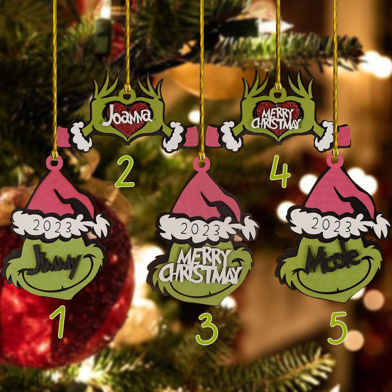 Personalized Grinch 2023 Ornament, Custom Christmas Ornament for Family, Stocking Tag, Personalized Name Grinchmas, Grinch Ornament - 2.jpg