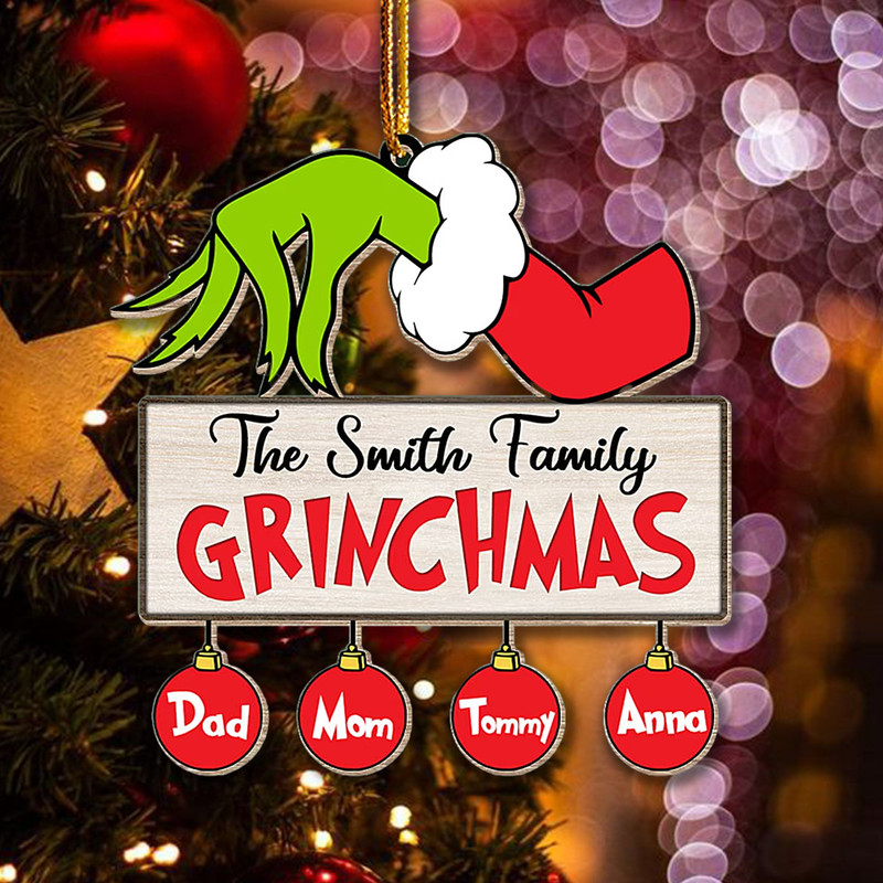 Personalized Grinch Hand Family Ornament, Grinchmas Ornament, Custom Grinch Family Christmas Ornament, Custom Family Christmas Gifts - 1.jpg