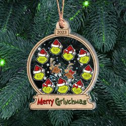 personalized grinch hand family ornament, grinchmas ornament, custom grinch family christmas ornament