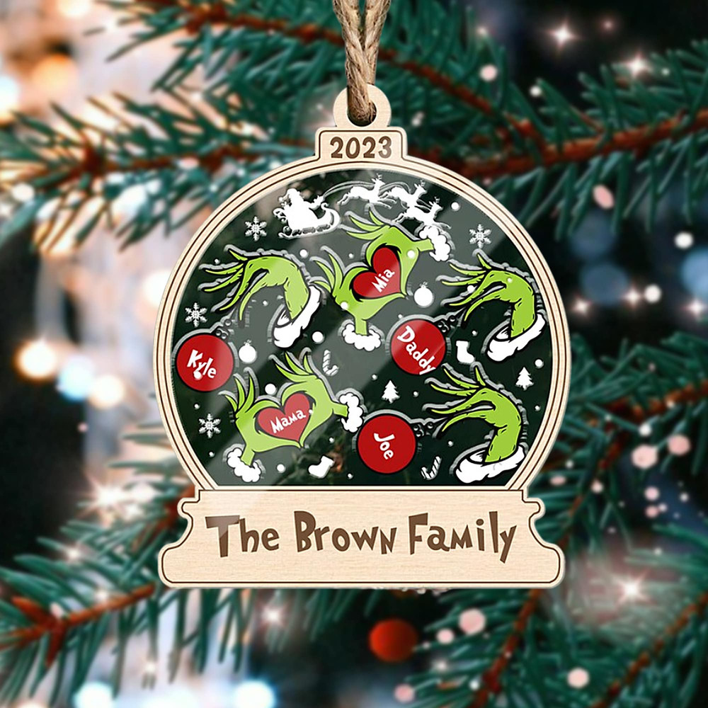 Personalized Grinch Hand Family Ornament, Grinchmas Ornament, Custom Grinch Family Christmas Ornament, Custom Family Christmas Gifts - 3.jpg