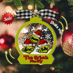 personalized grinch hand family ornament, grinchmas ornament, custom grinch family christmas ornament