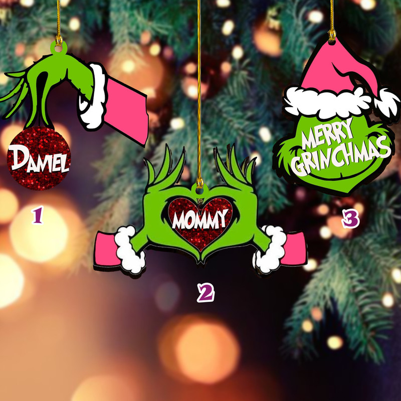 Personalized Grinch Ornament, Grinch Ornament With Name, Christmas Family Ornament, Christmas Ornament for Family, Custom Stocking Tag - 2.jpg