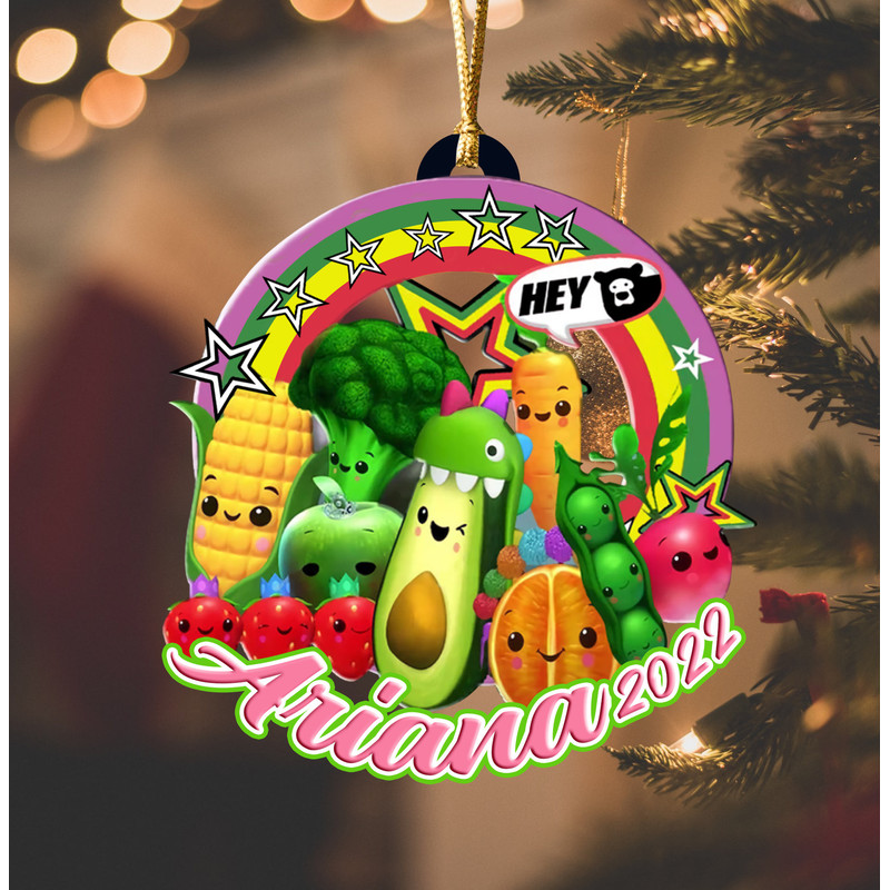 Personalized Hey Bear Sensory Ornament, Dancing Fruit Christmas Ornament, Hey Bear Sensory Ornament, Hey Bear Party, Custom Ornament - 1.jpg