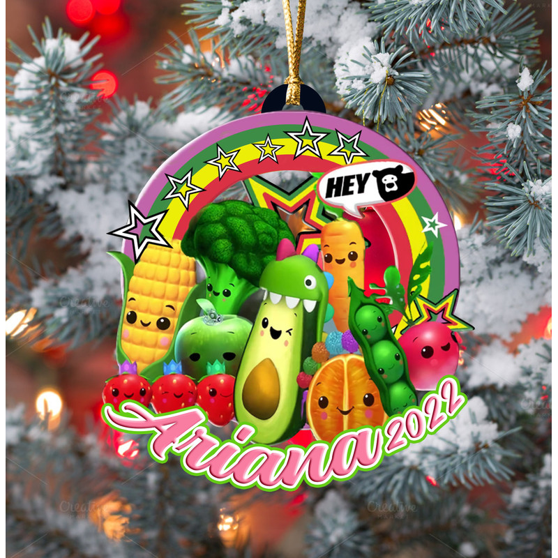 Personalized Hey Bear Sensory Ornament, Dancing Fruit Christmas Ornament, Hey Bear Sensory Ornament, Hey Bear Party, Custom Ornament - 2.jpg