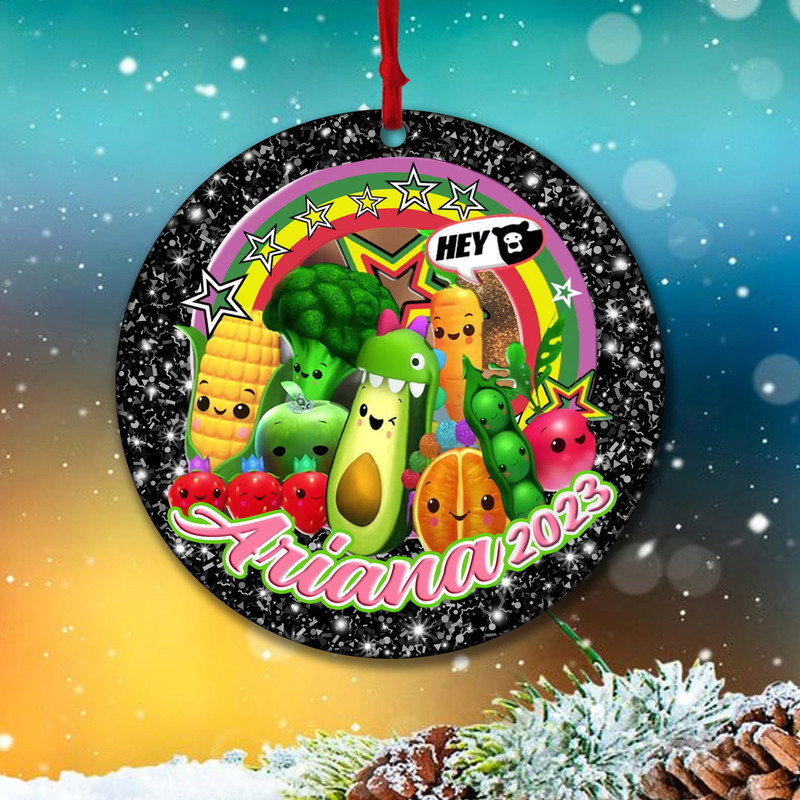Personalized Hey Bear Sensory Ornament, Dancing Fruit Christmas Ornament, Hey Bear Sensory Ornament, Hey Bear Party, Custom Ornament - 1.jpg