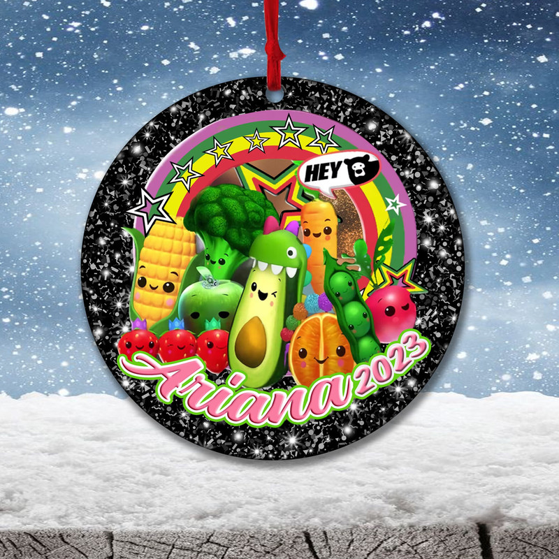 Personalized Hey Bear Sensory Ornament, Dancing Fruit Christmas Ornament, Hey Bear Sensory Ornament, Hey Bear Party, Custom Ornament - 2.jpg