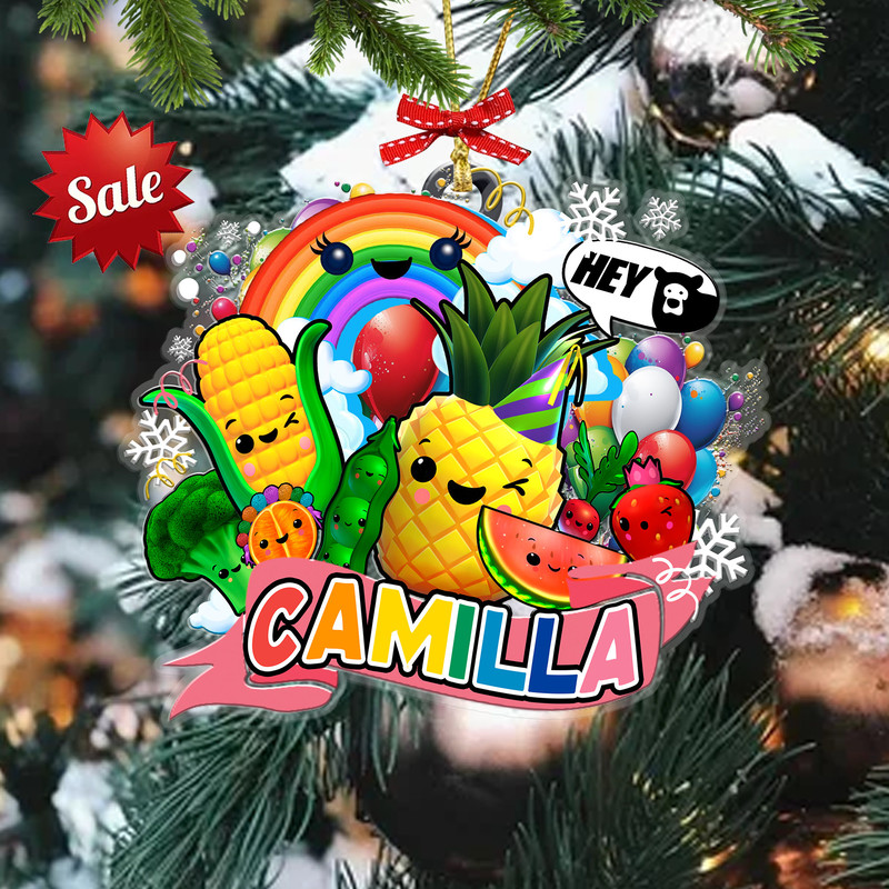 Personalized Hey Bear Sensory Ornament, Dancing Fruit Christmas Ornament, Hey Bear Sensory Ornament, Hey Bear Party, Custom Ornament - 1.jpg