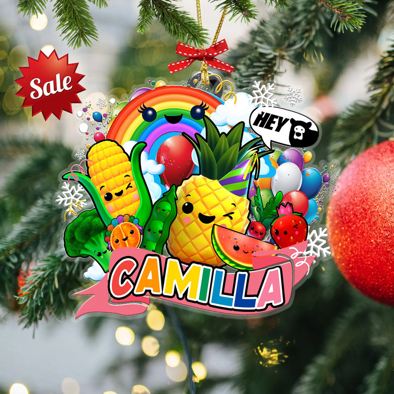 Personalized Hey Bear Sensory Ornament, Dancing Fruit Christmas Ornament, Hey Bear Sensory Ornament, Hey Bear Party, Custom Ornament - 2.jpg