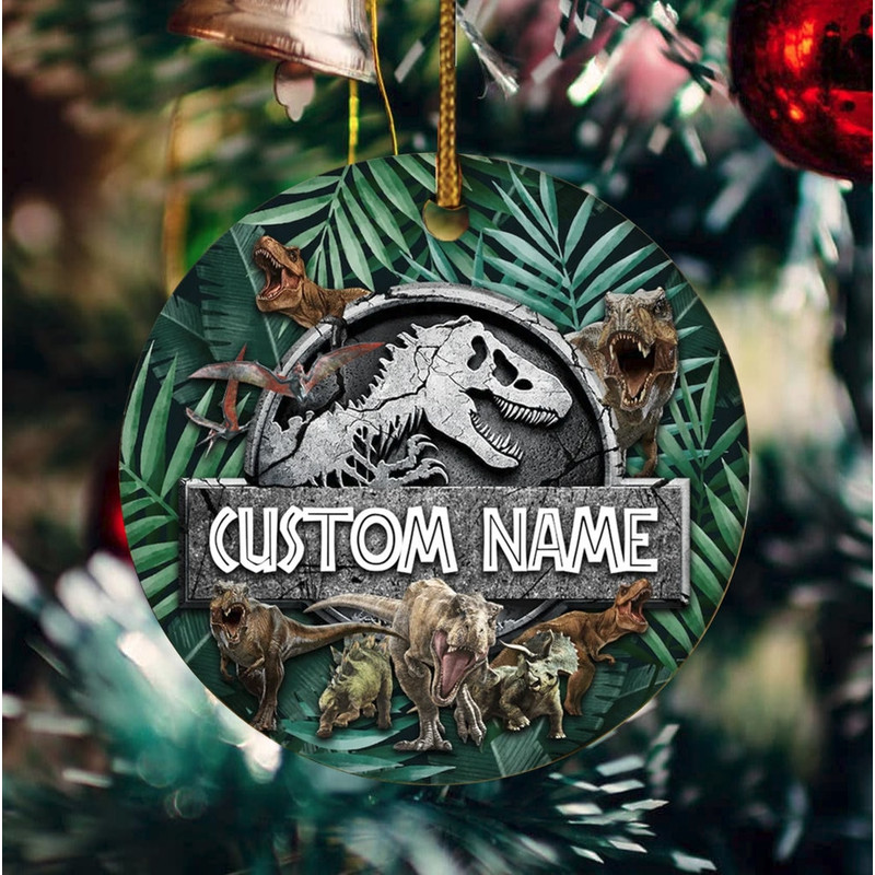 Personalized Jurassic Park Ornament, Custom Jurassic Park Christmas Ornament, Personalized Kid Ornament, 2023 Christmas, Kids Ornament - 1.jpg