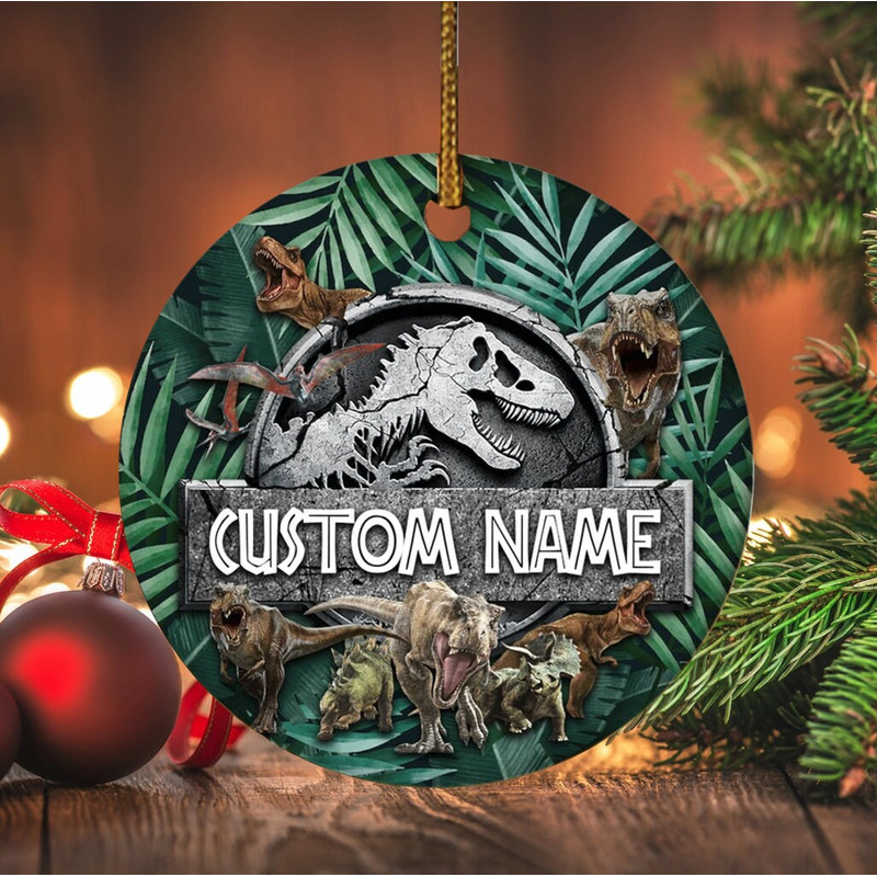 Personalized Jurassic Park Ornament, Custom Jurassic Park Christmas Ornament, Personalized Kid Ornament, 2023 Christmas, Kids Ornament - 2.jpg