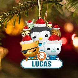 personalized octonauts christmas ornament, octonauts party ornament, octonauts kids ornament