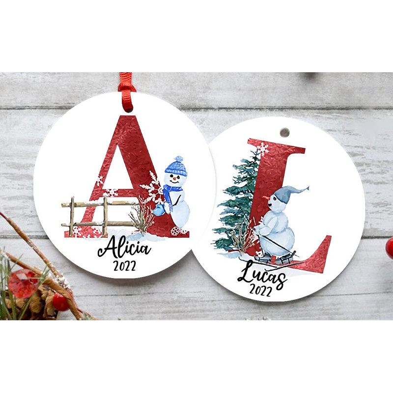 Personalized Ornament Name, Monogram Alphabet Ornament, Custom Initial Ornament, Family Christmas Ornament, Personalized 2022 Ornament - 1.jpg