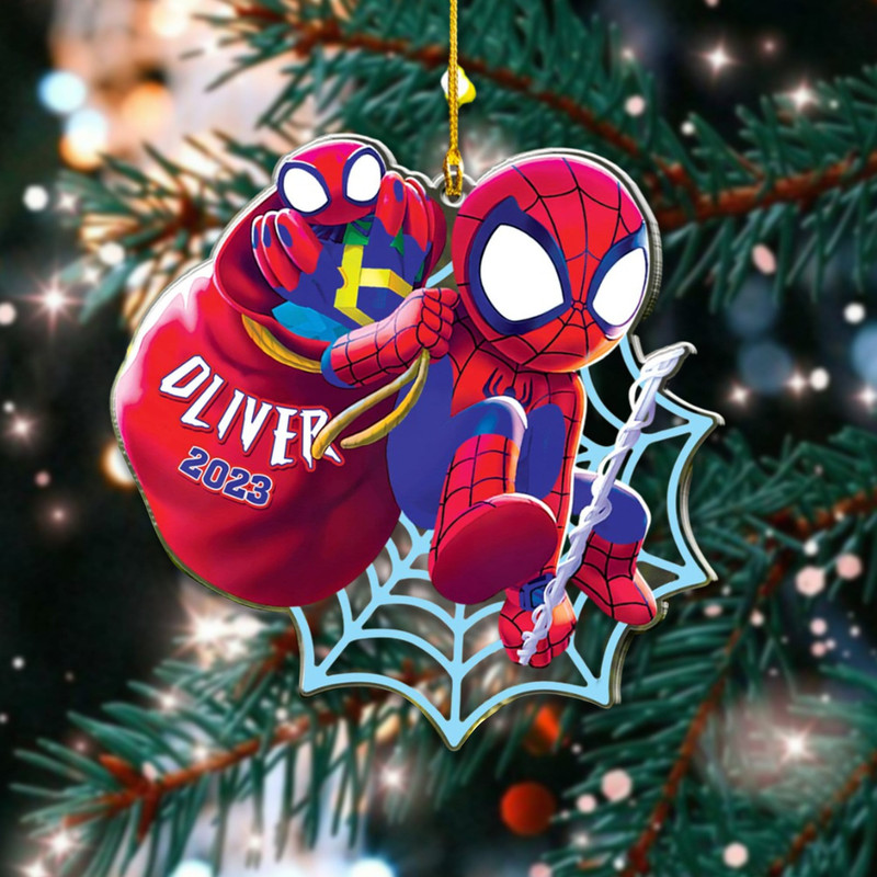 Personalized Spiderman Christmas Ornament, Custom Christmas Ornament, Christmas Ornament For Kid, Spiderman Christmas Gift, Gamer Gifts - 1.jpg