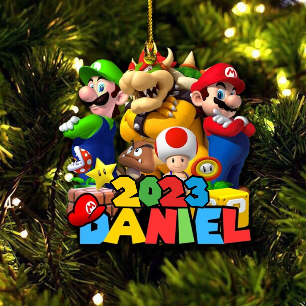 Personalized Super Mario Christmas Ornament, Custom Super Mario Ornament, Christmas Ornament For Kid, Super Mario Gamer Kid Gifts - 1.jpg