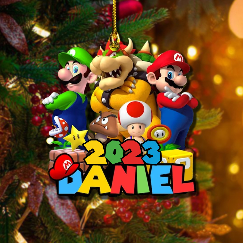 Personalized Super Mario Christmas Ornament, Custom Super Mario Ornament, Christmas Ornament For Kid, Super Mario Gamer Kid Gifts - 2.jpg