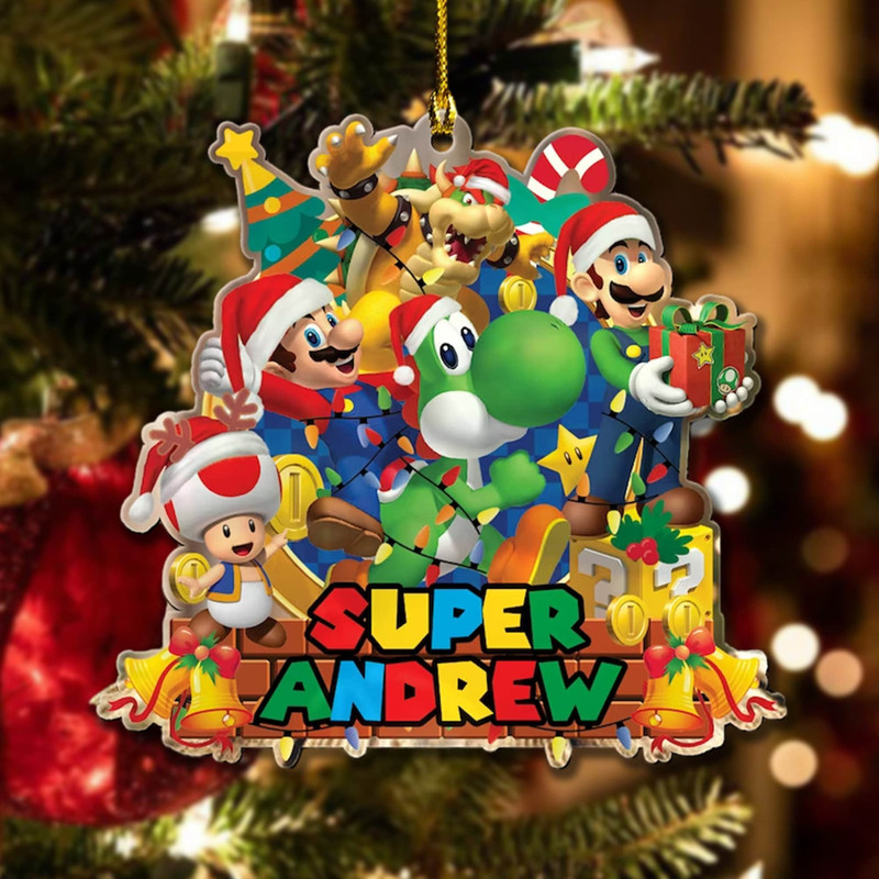 Personalized Super Mario Christmas Ornament, Custom Super Mario Ornament, Christmas Ornament For Kid, Super Mario Gamer Kid Gifts - 2.jpg