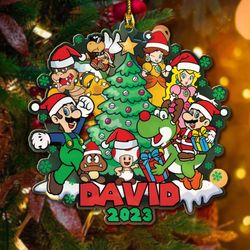 personalized super mario christmas ornament, custom super mario ornament, christmas ornament for kid