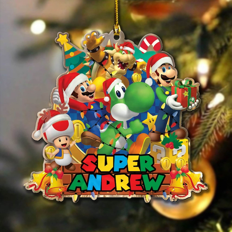 Personalized Super Mario Christmas Ornament, Custom Super Mario Ornament, Christmas Ornament For Kid, Super Mario Gamer Kid Gifts - 3.jpg