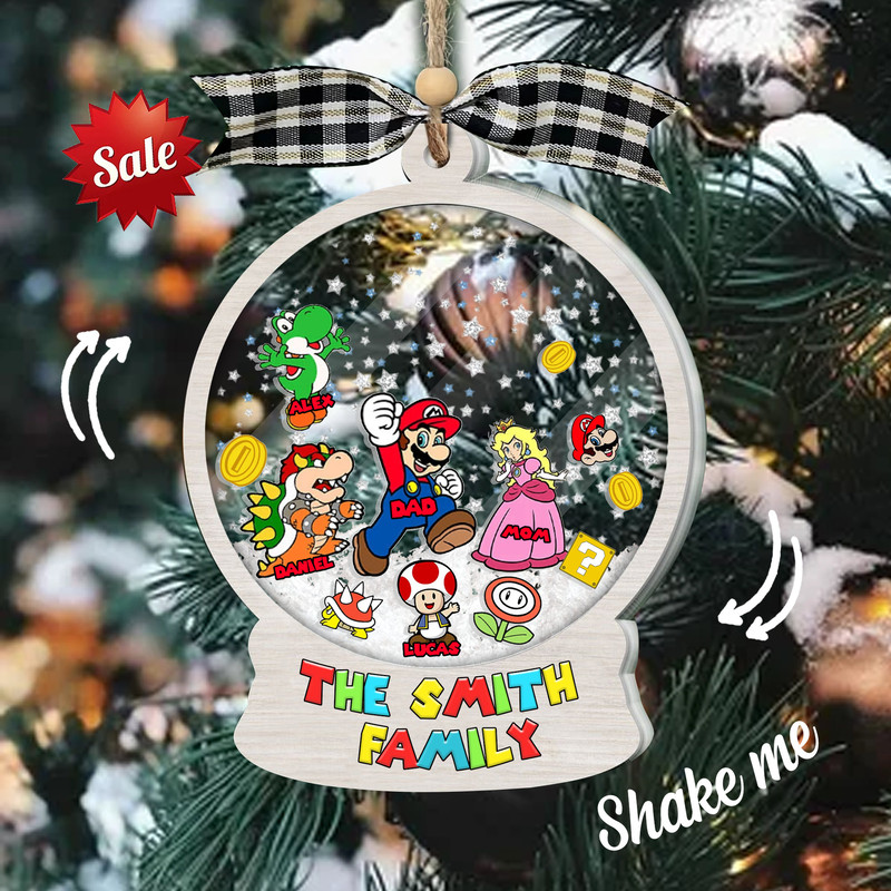 Personalized Super Mario Christmas Ornament, 4D Customized Super Mario Ornament, Christmas Family Ornament, Super Mario Gamer Kid Gifts - 1.jpg
